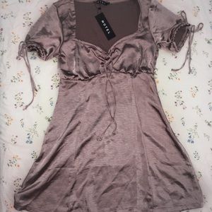 Motel Satin Mini babydoll Peasant milkmaid